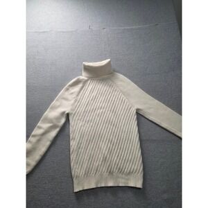 Express Cream White Ribbed Turtleneck Sweater Womens XS Cotton Blend 6089